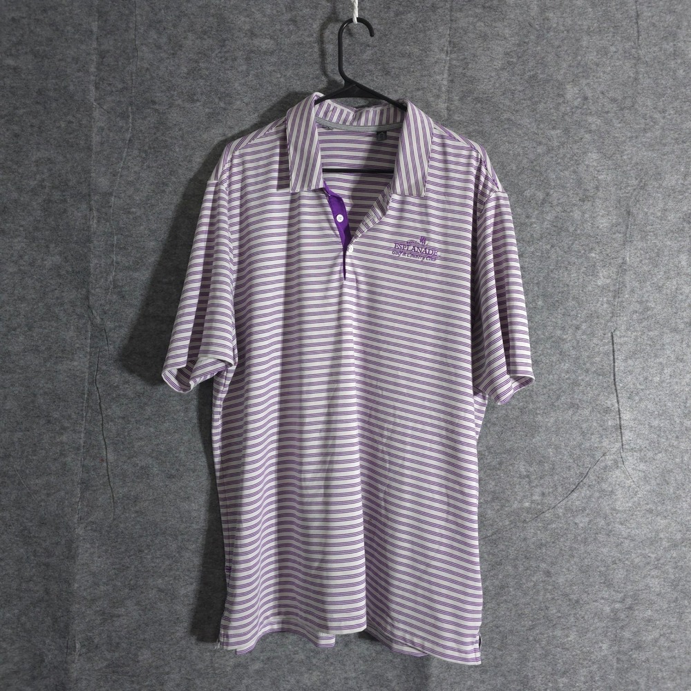 Adidas Club Striped Purple Polo Shirt Mens XL Esplanade Golf Country Performance